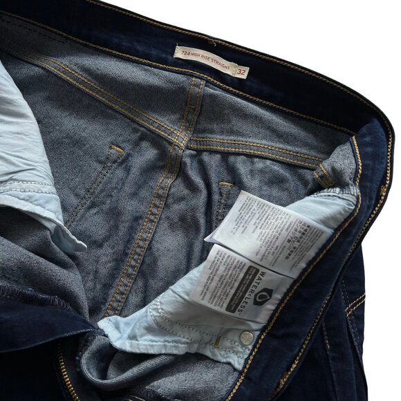 Deep Blue Denim 724 High Raise Straight Levis Size 32, 14. - Picture 10 of 11